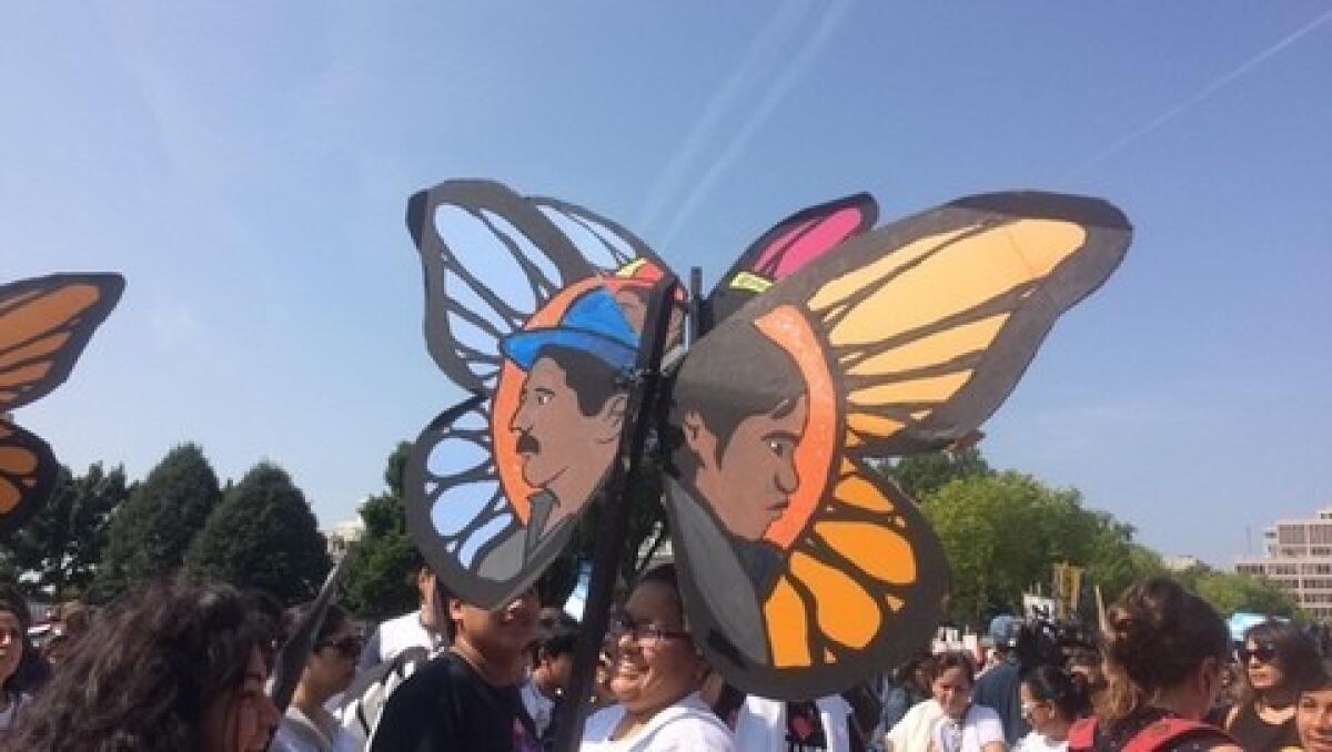 Dreamers and their supporters prepare to march through Washington Monday.