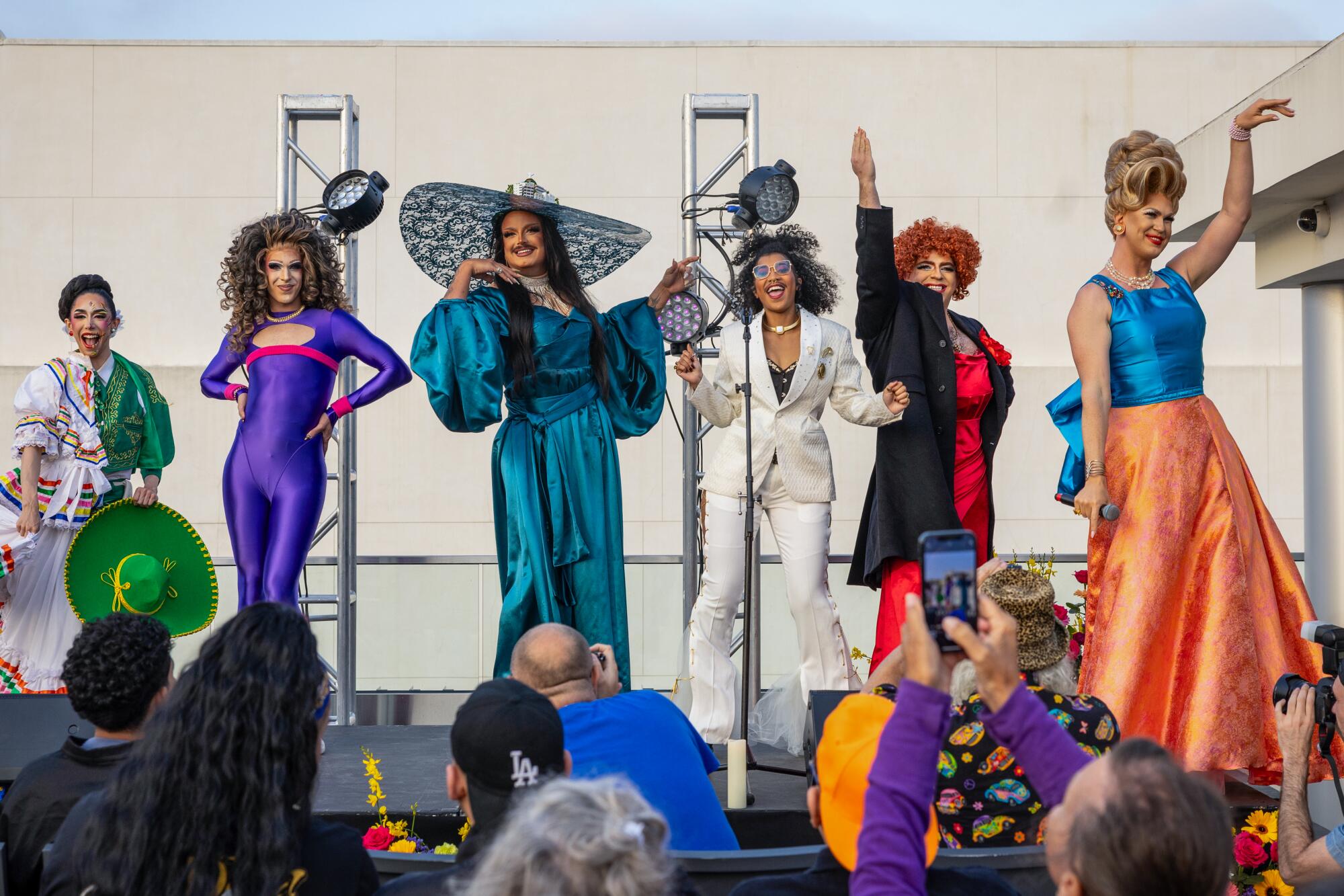 West Hollywood Drag Laureate Pickle, right, hosts the José Sarria Drag Pageant, celebrating Harvey Milk Day.