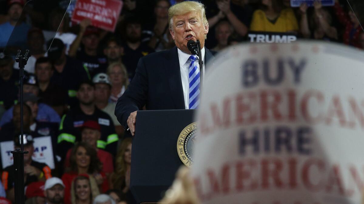 President Trump at a rally in Charleston, W.Va., in August.