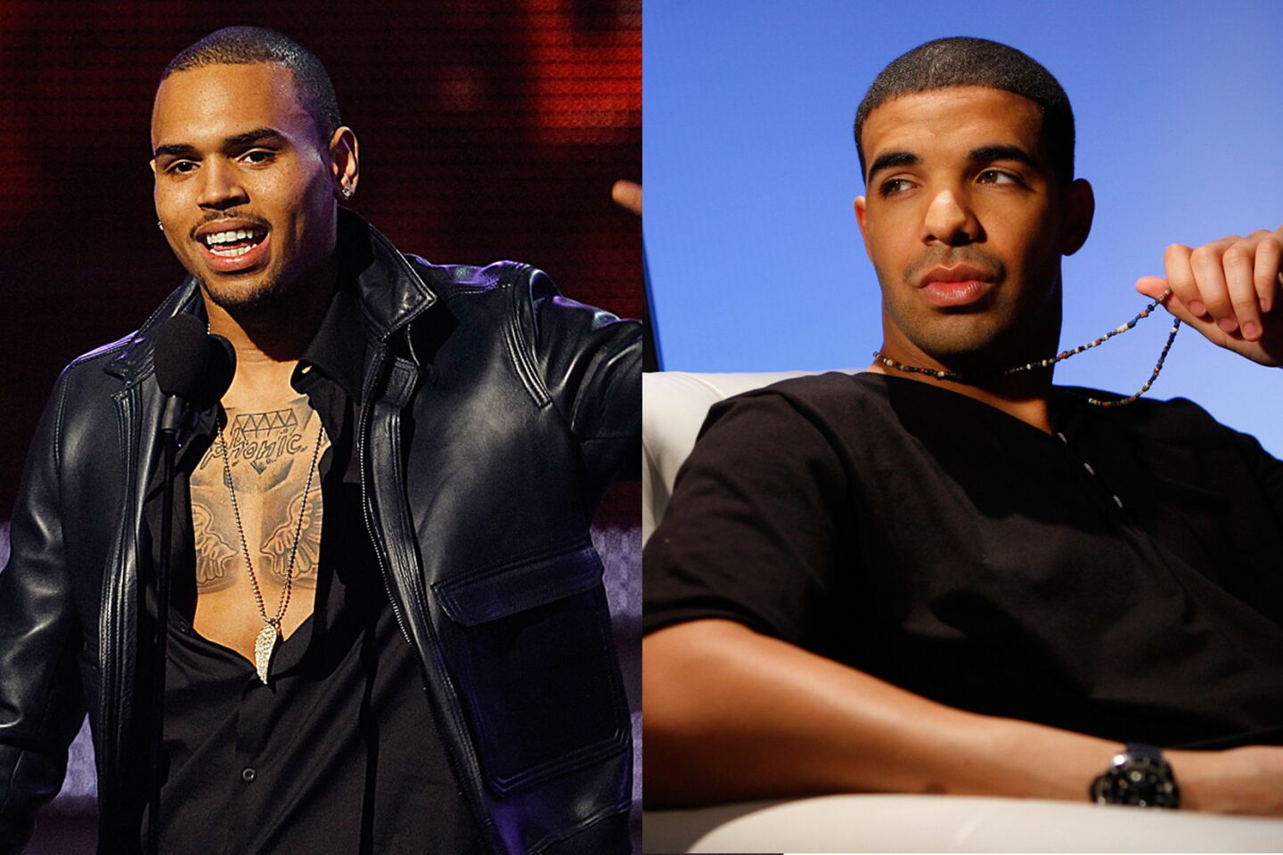 Hip-hop stars Chris Brown and Drake were reportedly in a nightclub brawl in New York in June 2012 that left four people injured.Speculation quickly arose that the blow-up may have involved Brown's former girlfriend Rihanna, with whom Drake had been seen recently.