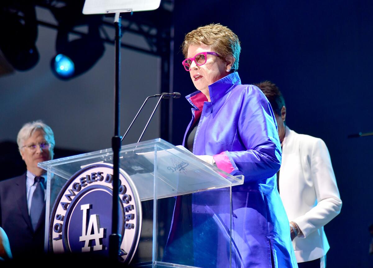 Honoree Billie Jean King speaks onstage.