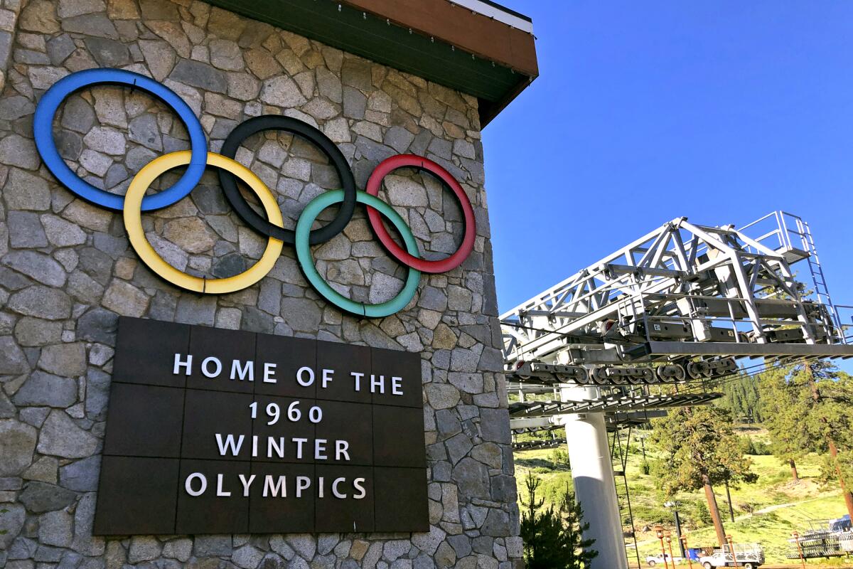 Sign marking 1960 Winter Olympics at Squaw Valley Ski Resort