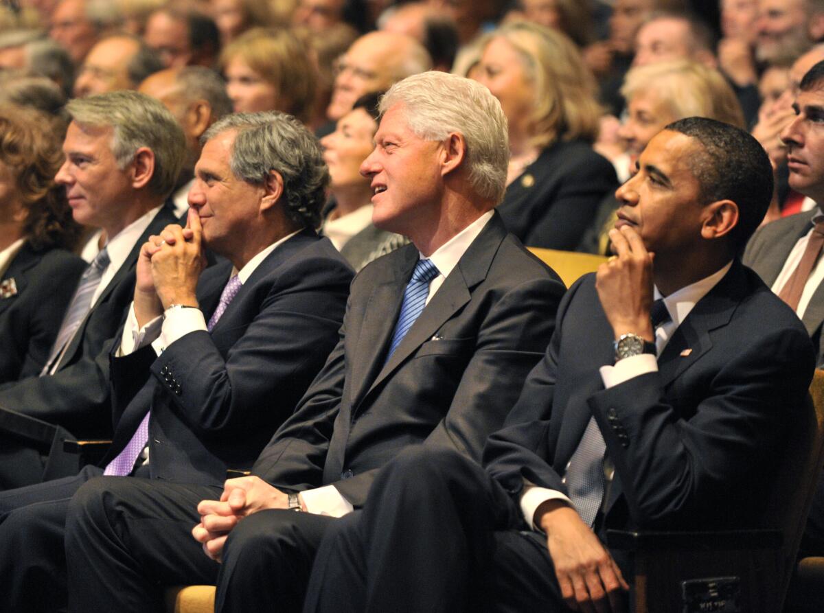 McManus with Leslie Moonves, former President Bill Clinton, former President Barack Obama, pay tribute to Walter Cronkite.