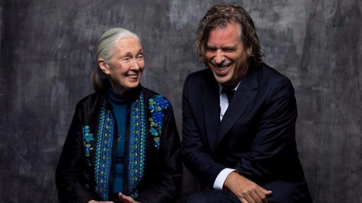 Primatologist Jane Goodall and "Jane" director Brett Morgen.