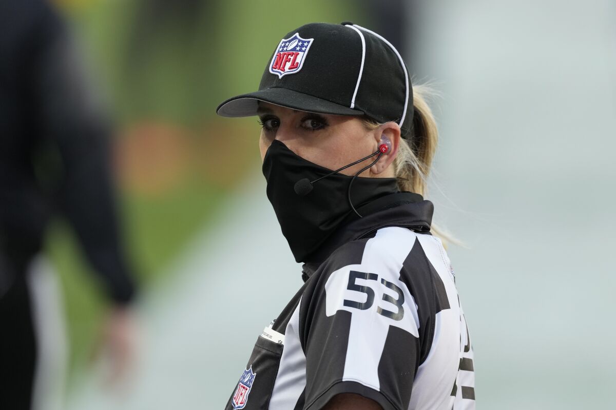Down judge Sarah Thomas became the first woman to official a Super Bowl game.