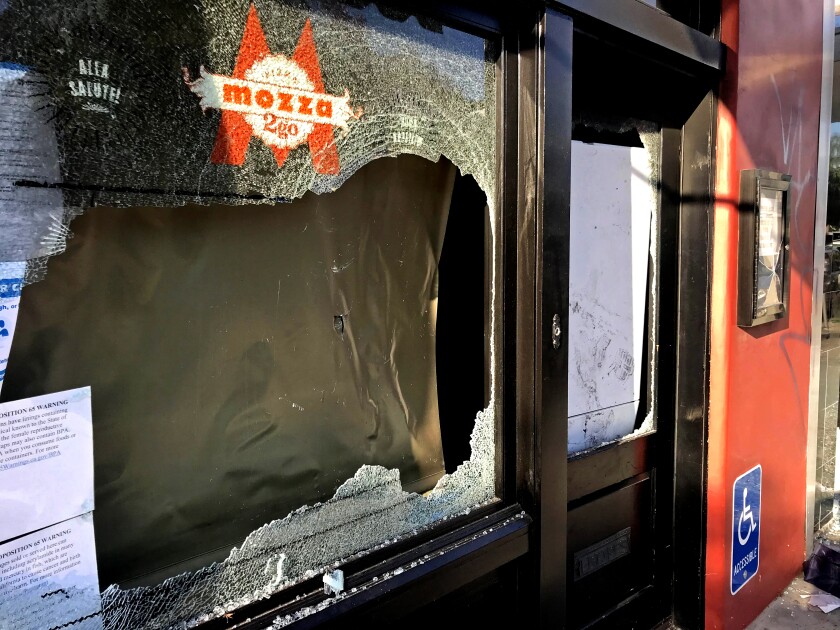Mozza2Go was trashed and looted in the mayhem following demonstrations protesting the killing of George Floyd.