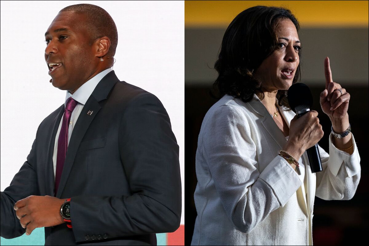 Tony West, left, is the chief legal officer for Uber and brother-in-law of Sen. Kamala Harris.