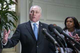 House Majority Leader Steve Scalise of La., speaks with reporters after departing a House Republican caucus meeting on Capitol Hill, Thursday, Oct. 12, 2023, in Washington. (AP Photo/Alex Brandon)