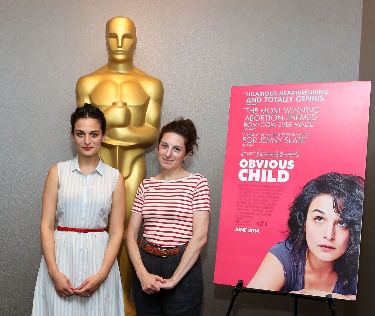 Jenny Slate, left, and Gillian Robespierre attend The Academy Of Motion Picture Arts And Sciences' screening Of "Obvious Child" in New York City.