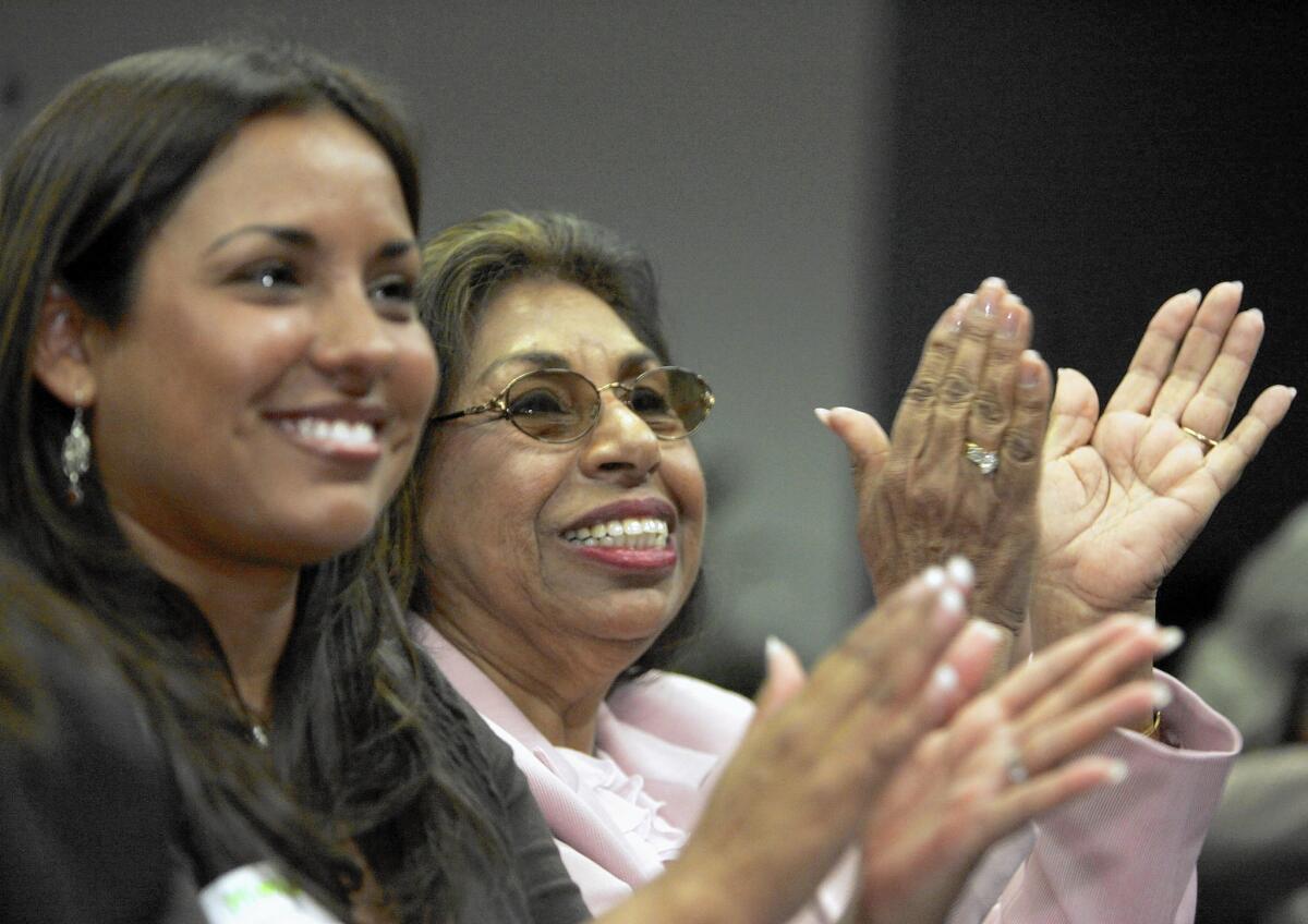 Mistala Mendez Mooney, left, and her aunt Sylvia Mendez at a 2007 event marking the 60th anniversary of Mendez vs. Westminster. Sylvia Mendez's parents fought for racial equality.