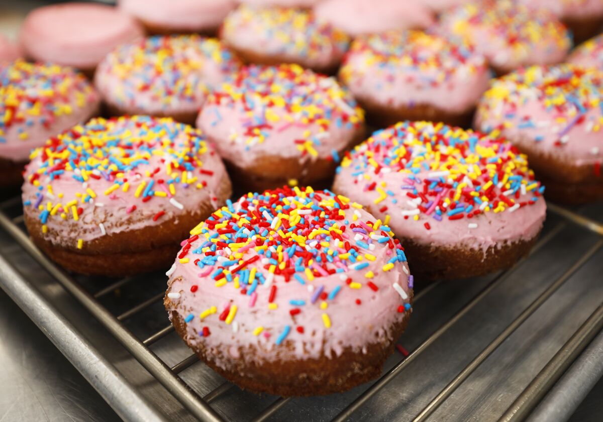 A tray of doughnuts inside Peterson's Donut Corner in Escondido.  