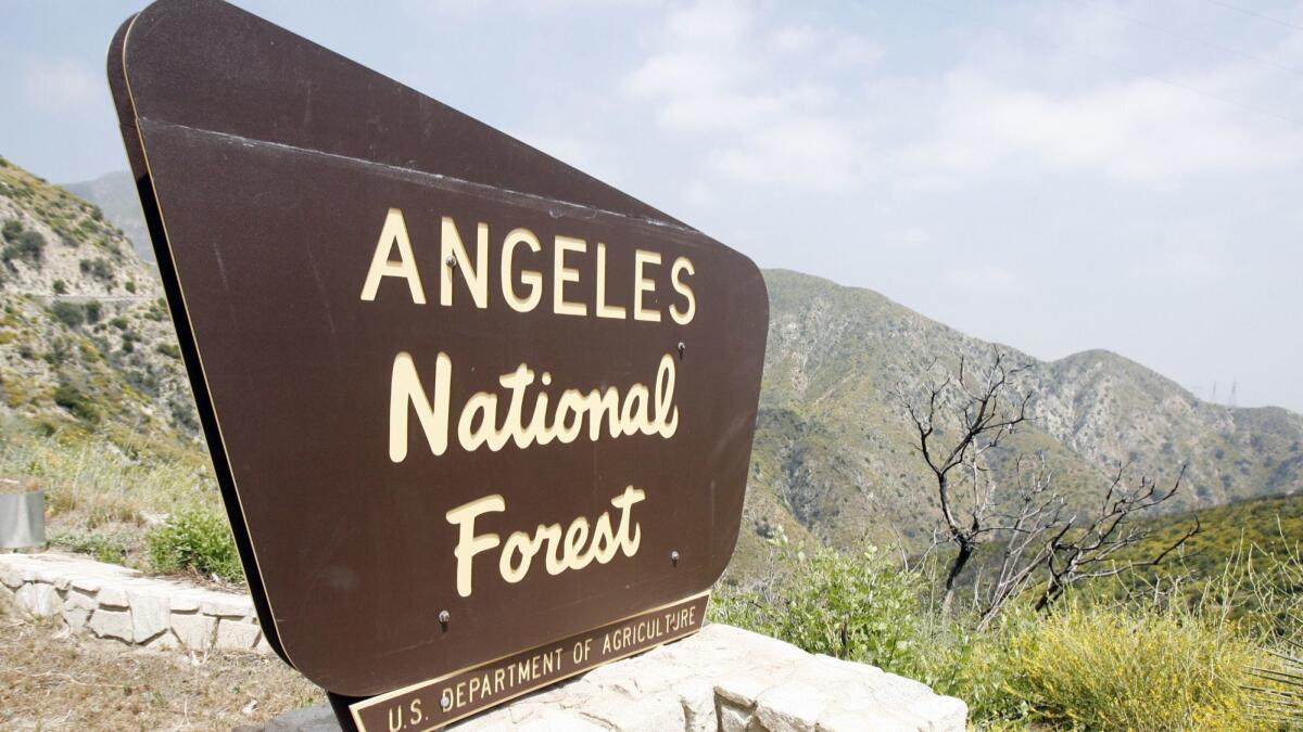 A sign for the Angeles National Forest above La Cañada Flintridge taken from Angeles Crest Highway on June 4, 2012. Forest officials on Friday announced the fire danger level was raised from "very high" to "extreme."