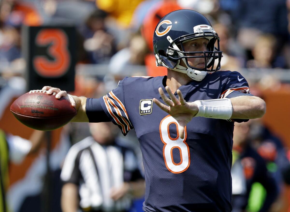 Chicago Bears quarterback Mike Glennon throws during the first half of a game against the Atlanta Falcons on Sept. 10.