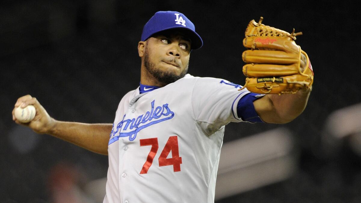 Dodgers closer Kenley Jansen delivers a pitch during a win over the Minnesota Twins on May 1. Jansen struggled in the team's loss to the San Francisco Giants on Sunday.
