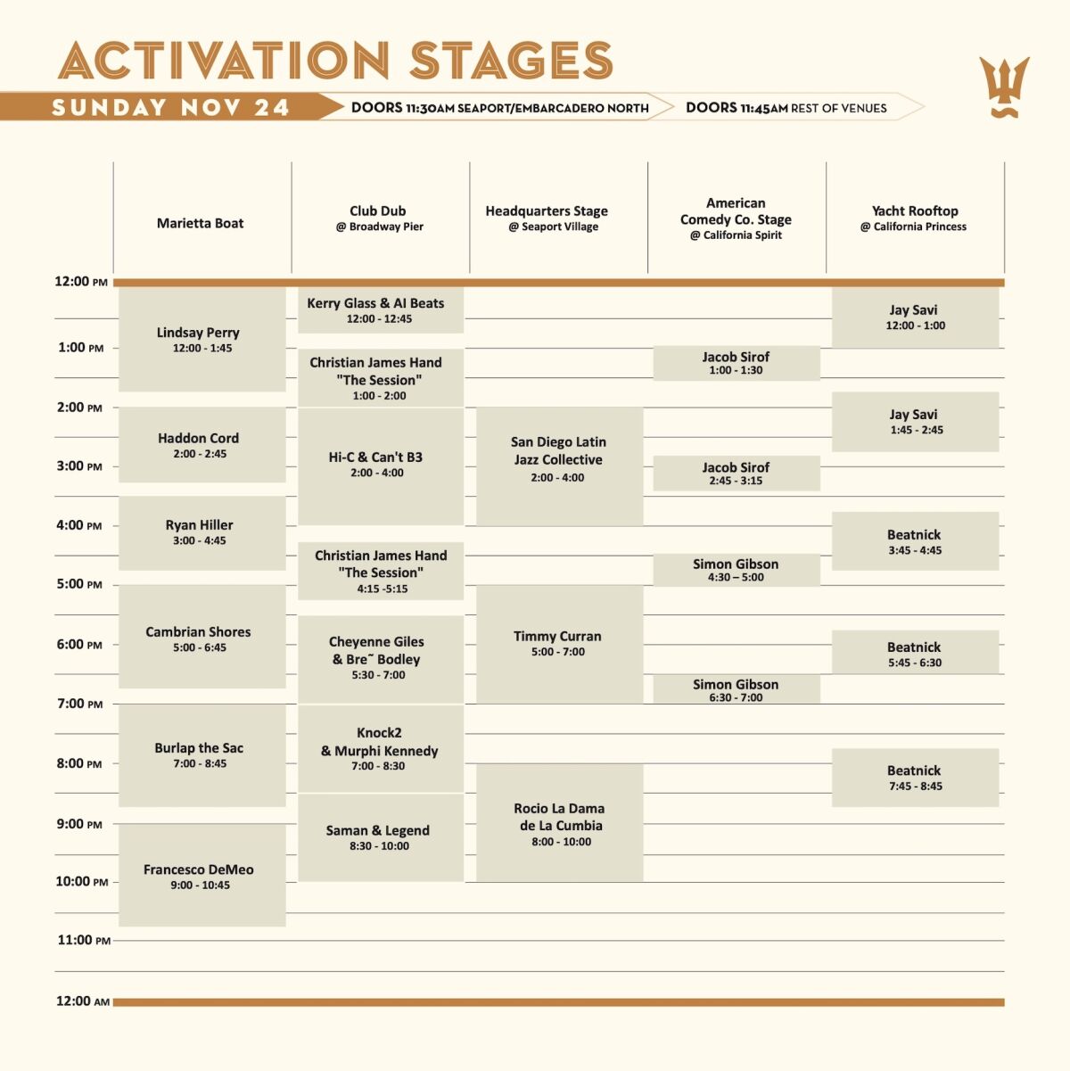 Wonderfront set times