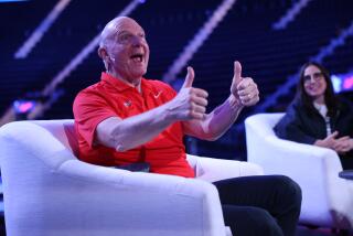 Inglewood, CA - July 19: Los Angeles Clippers Owner Steve Ballmer talks enthusiastically.