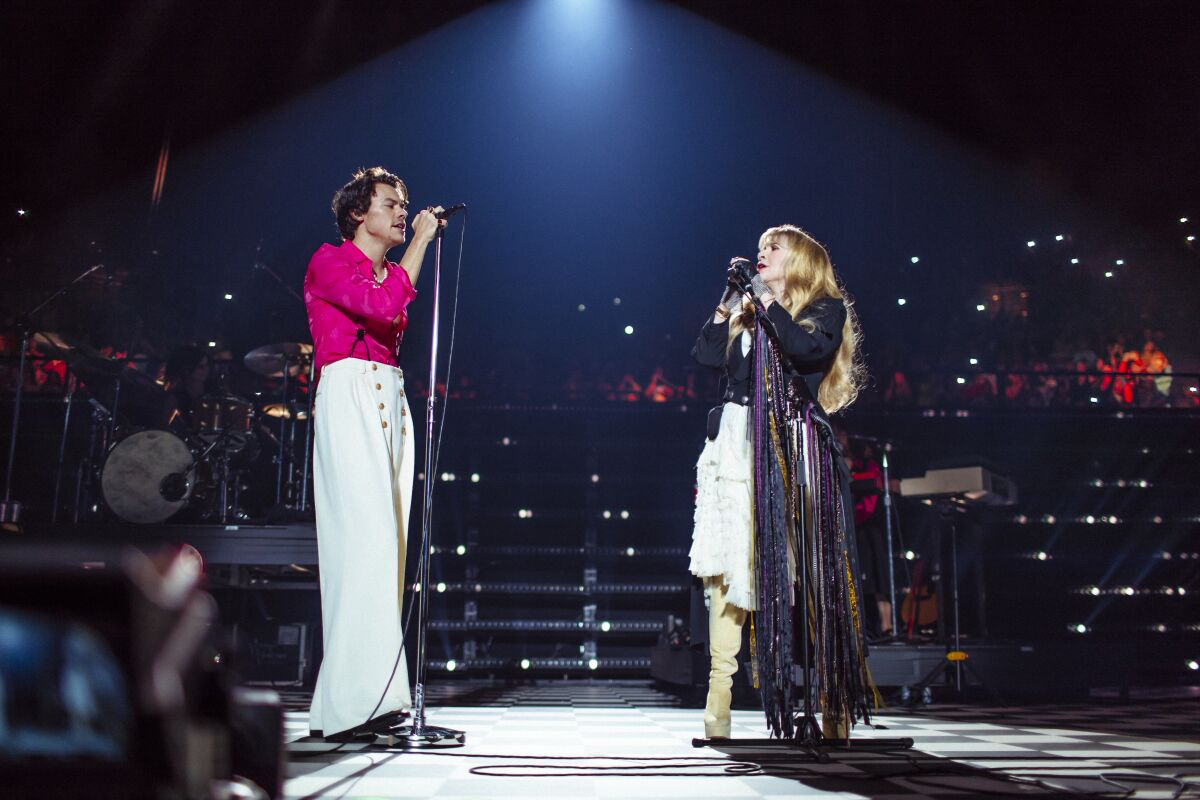 Harry Styles and Stevie Nicks perform at the Forum in Inglewood.