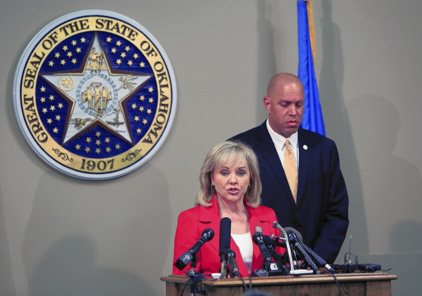Oklahoma Gov. Mary Fallin, seen speaking about the execution of Clayton Lockett, said she hoped that "Stephanie Neiman's family and friends, as well as Lockett's surviving victims, have found some measure of closure and peace."