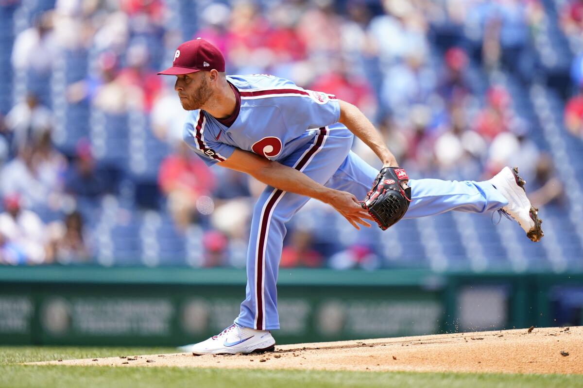Philadelphia Phillies pitcher Zack Wheeler delivers against the Atlanta Braves on June 10.