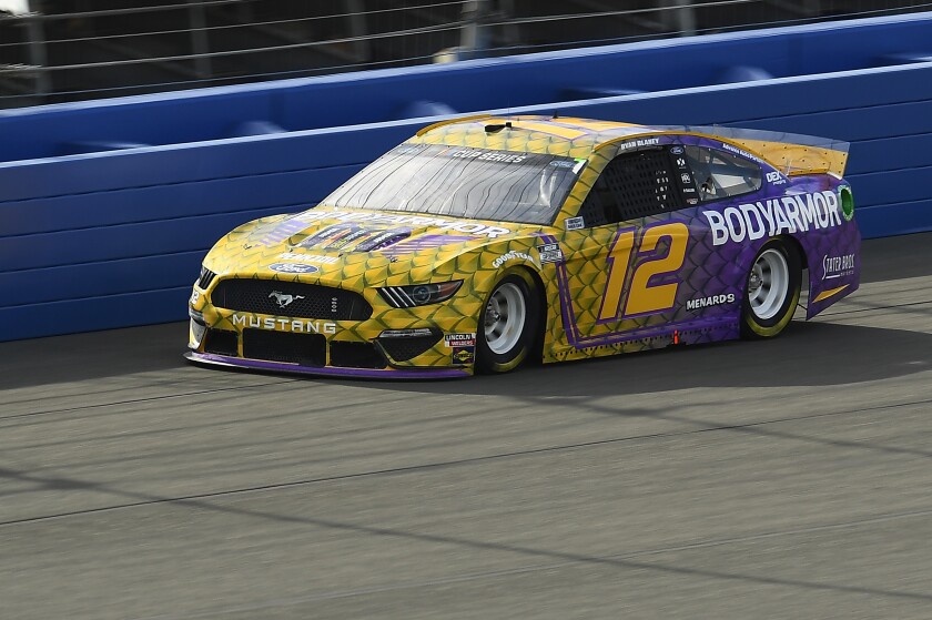 NASCAR driver Ryan Blaney and his team paid tribute to the lives of Kobe Bryant and his daughter Gianna with a special purple-and-yellow design while practicing and competing at Auto Club Speedway.