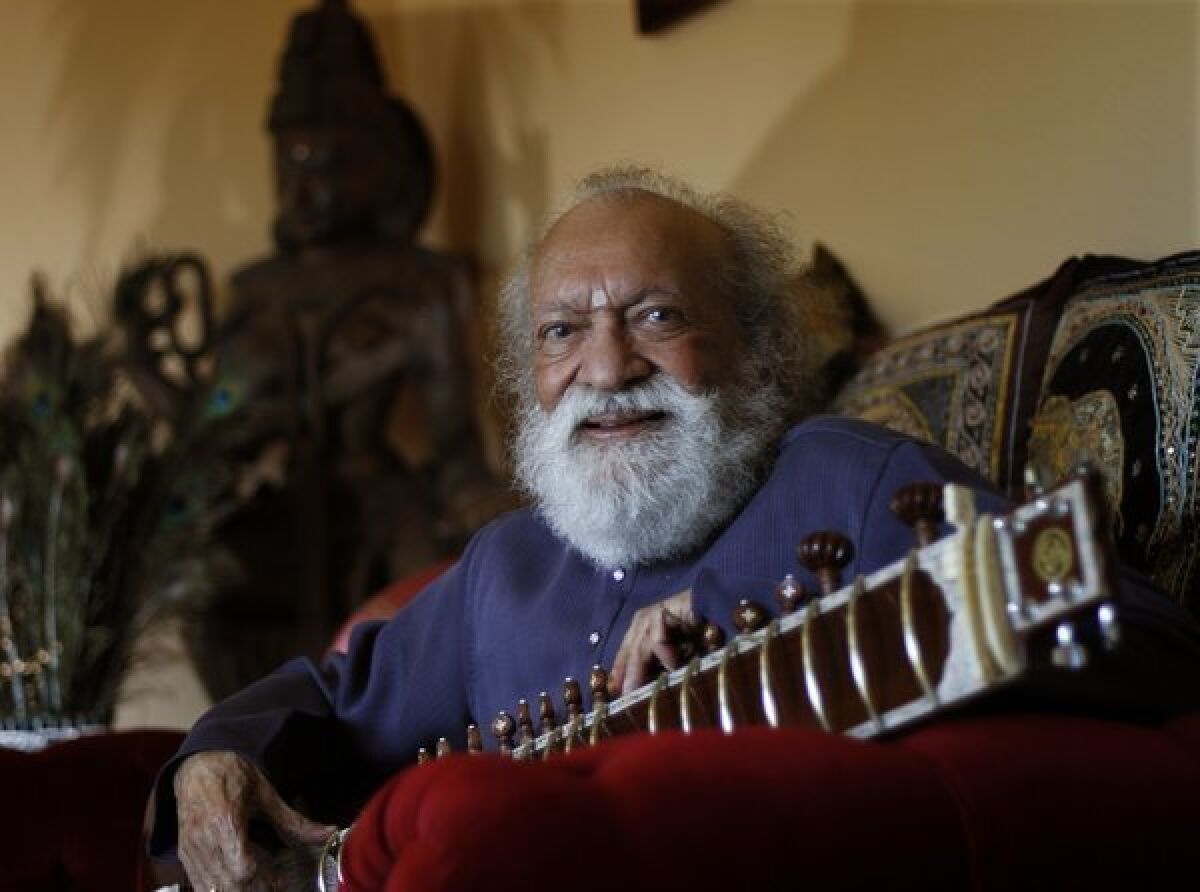 Ravi Shankar, the master of the Indian sitar, photographed last year at his home in Encinitas in San Diego County.
