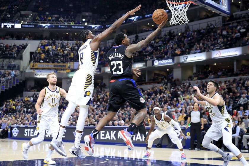 INDIANAPOLIS, INDIANA - DECEMBER 09: Lou Williams #23 of the Los Angeles Clippers shoots the ball against the Indiana Pacers at Bankers Life Fieldhouse on December 09, 2019 in Indianapolis, Indiana. NOTE TO USER: User expressly acknowledges and agrees that, by downloading and or using this photograph, User is consenting to the terms and conditions of the Getty Images License Agreement. (Photo by Andy Lyons/Getty Images)
