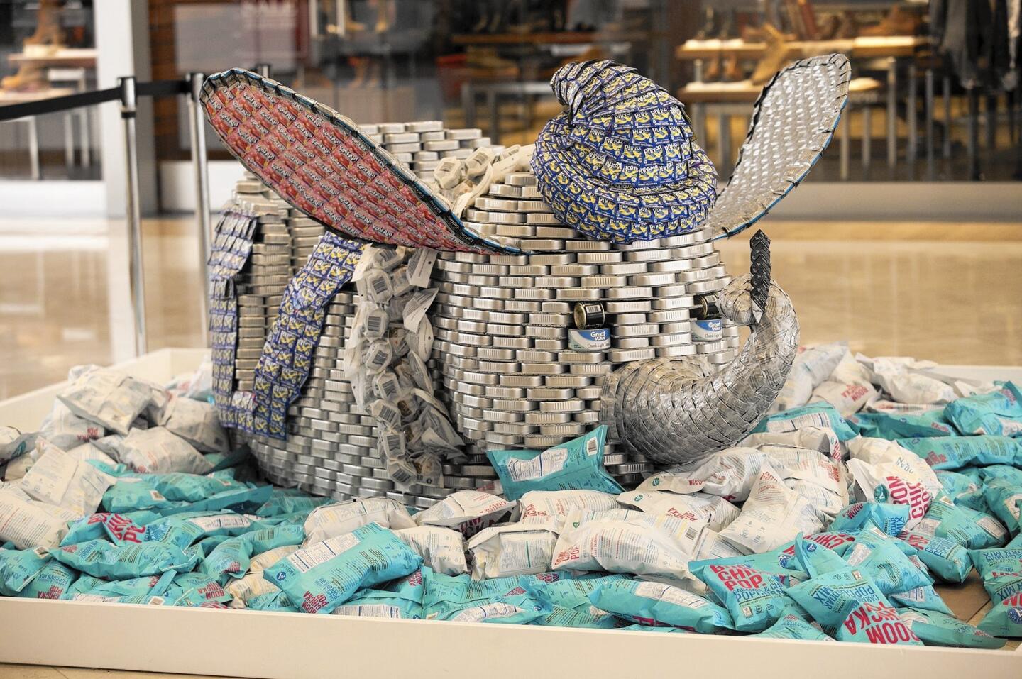 Disneyland's "If Elephants Can Fly, We CAN End Hunger!" is made with 4,200 cans.