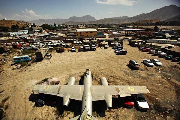 An old Soviet airplane is on display at the Omar Mine Museum in Kabul, Afghanistan.