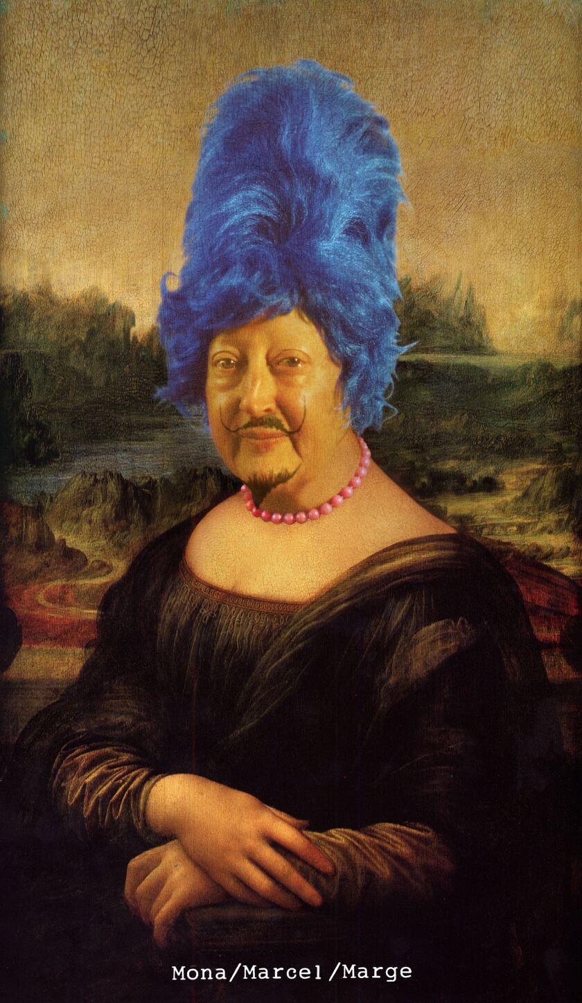 Martha Wilson's "Mona/Martha/Marge" from 2009 will be on view at Felix L.A.