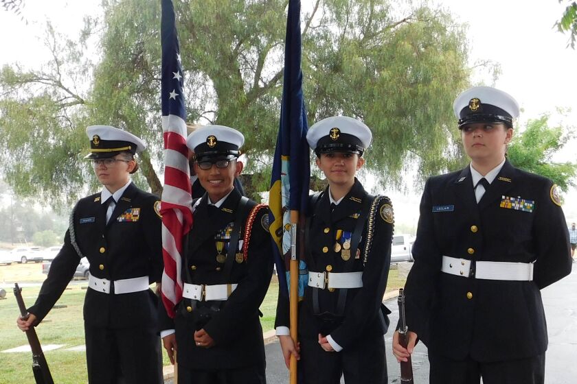 Ramona High School NJROTC cadets at the VFW Memorial Day ceremony. 