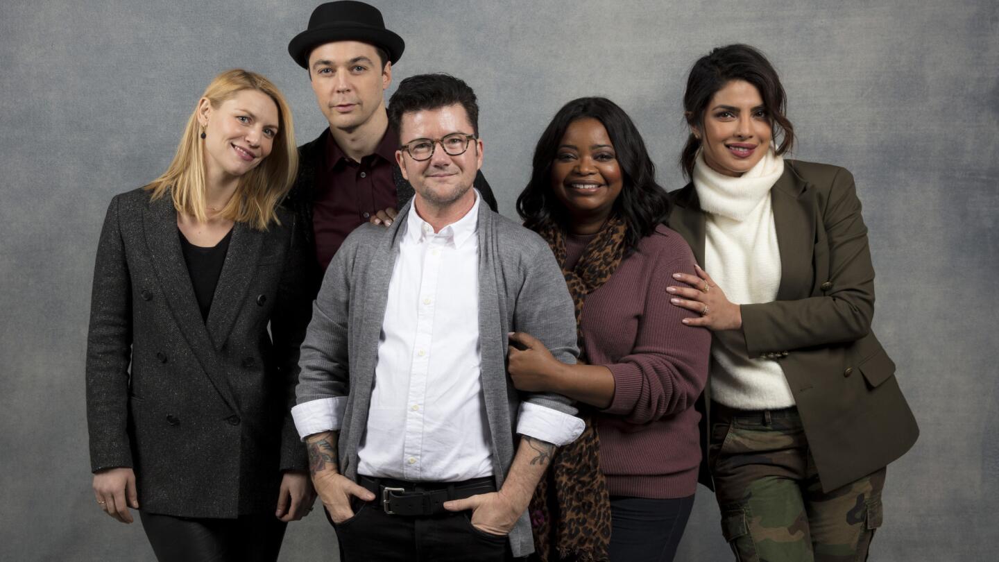 Actress Claire Danes, actor Jim Parsons, director Silas Howard, actress Octavia Spencer, and actress Priyanka Chopra from the film, "A Kid Like Jake," photographed in the L.A. Times Studio at Chase Sapphire on Main, during the Sundance Film Festival in Park City, Utah, Jan. 21, 2018.