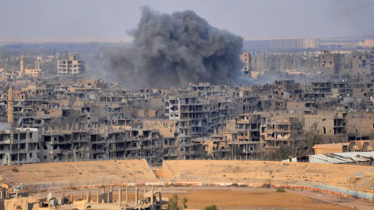 Eastern Syrian city of Dair Alzour as government forces battle Islamic State in early November.