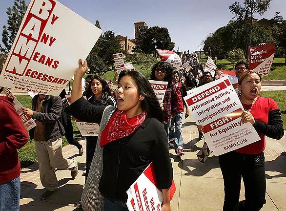 Latino high school students march at UCLA in 2008