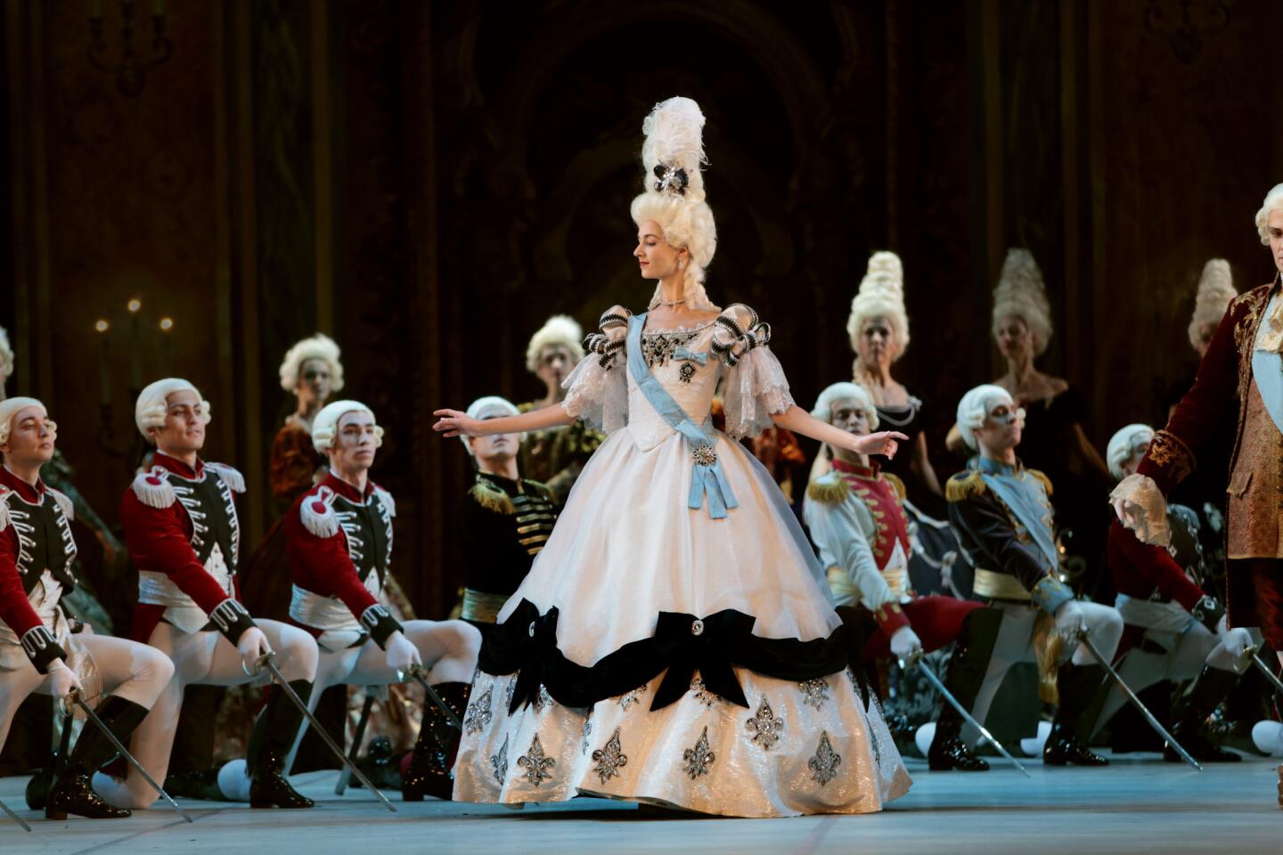 Alla Matveyeva performs as Queen Marie Antoinette in the Mikhailovsky Ballet's revival of "The Flames of Paris" in New York.