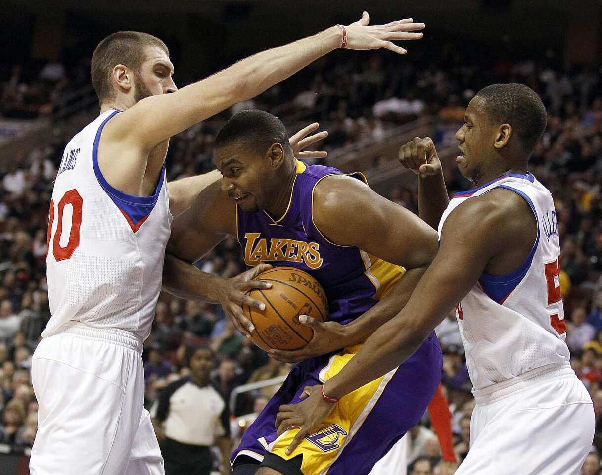 Spencer Hawes, Andrew Bynum, Lavoy Allen