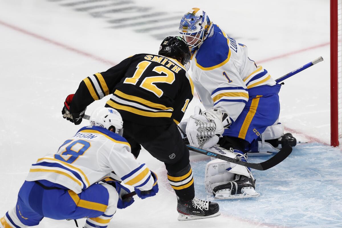 Sabres goalie Luukkonen wins 1st NHL start vs Bruins