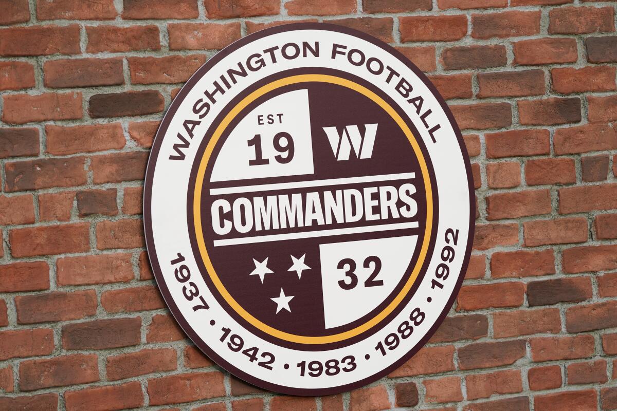 A Washington Commanders logo is displayed  