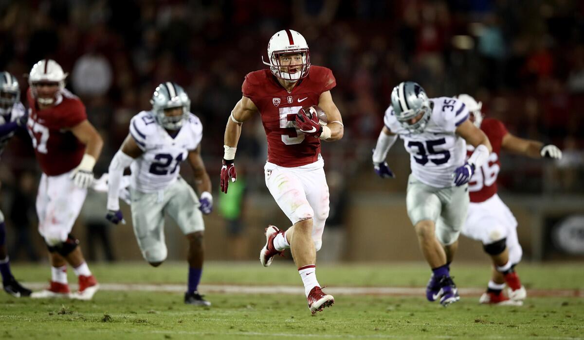 Stanford's Christian McCaffrey runs in for a touchdown against Kansas State on Sept. 2.