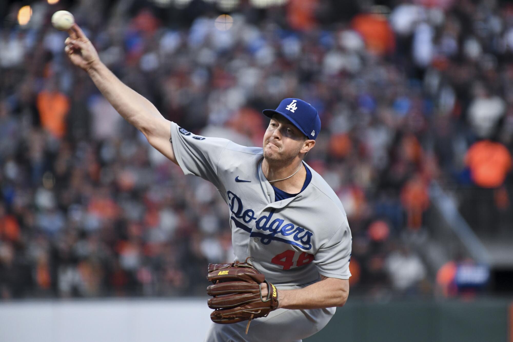 Dodgers starting pitcher Corey Knebel during the first inning.