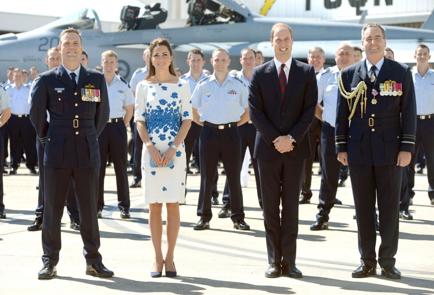Catherine, duchess of Cambridge and Prince William, duke of Cambridge, arrive at the Royal Australian Air Force base at Amberley in Brisbane, Australia.