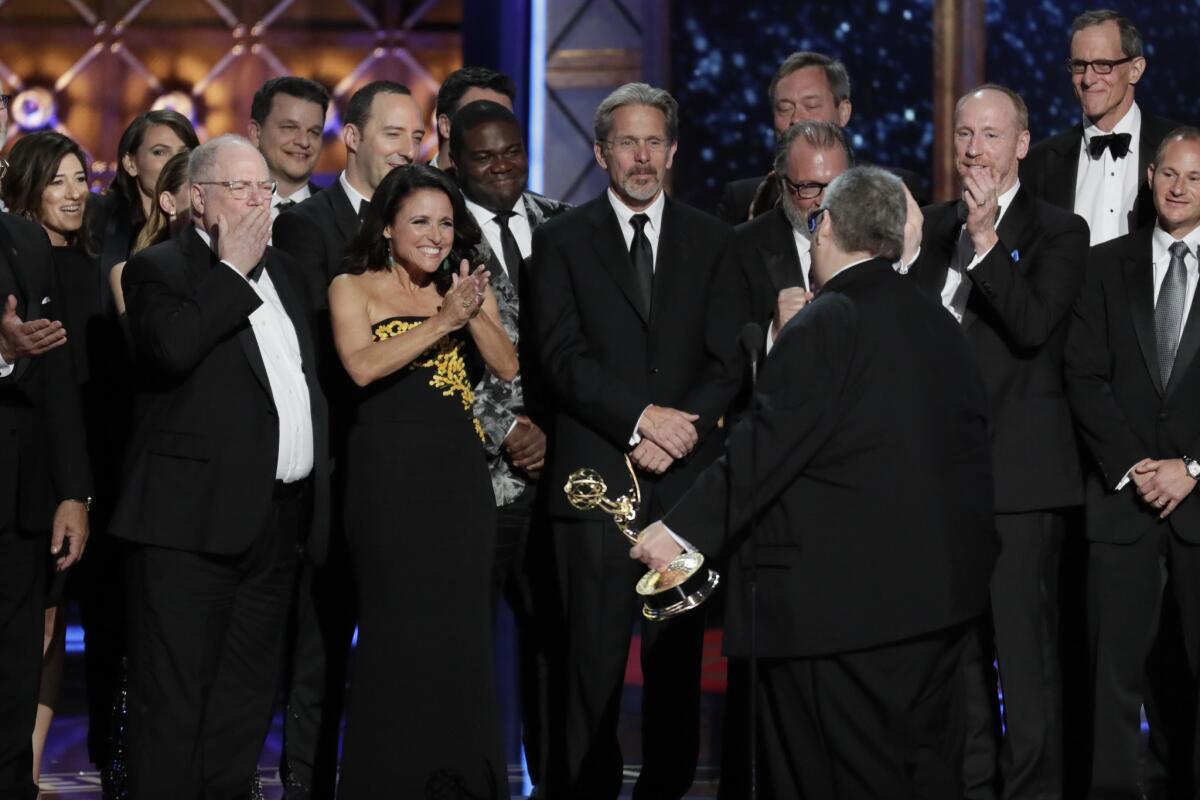 David Mandel and "Veep" winning the Emmy for comedy series.