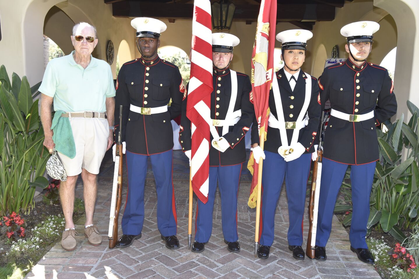 Ret. General Mike Downs with the Marine Color Guard