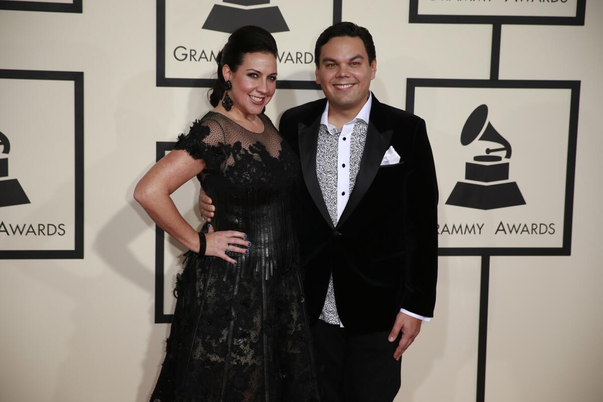 Wife-and-husband songwriting team Kristen Anderson-Lopez and Robert Lopez, the creative minds behind those "Frozen" songs.