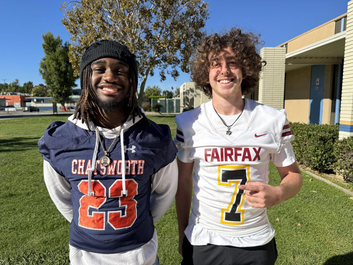 Chatsworth's Isaiah Rameau and Fairfax's Ivan Levant smile side by side. 