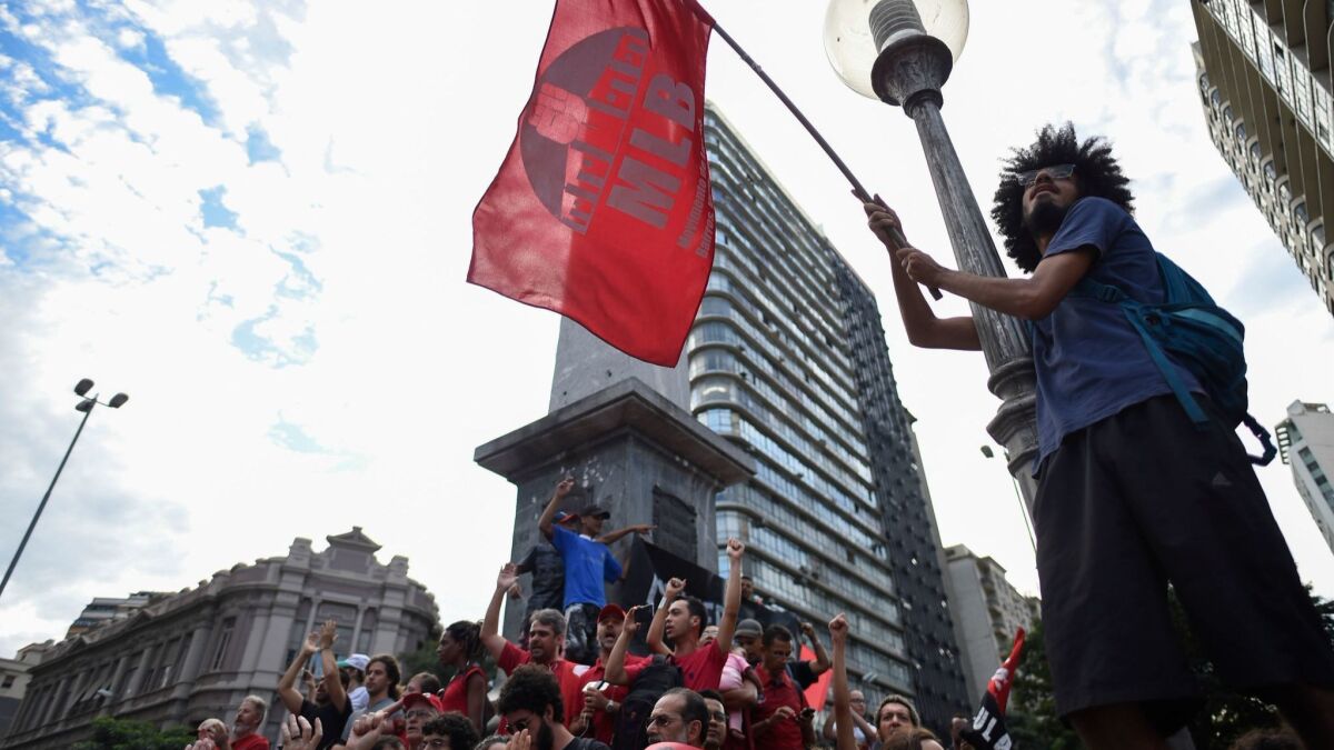 Demonstrators rally in support of former Brazilian President Luiz Inacio Lula da Silva in September Seven square in Belo Horizonte, Brazil.