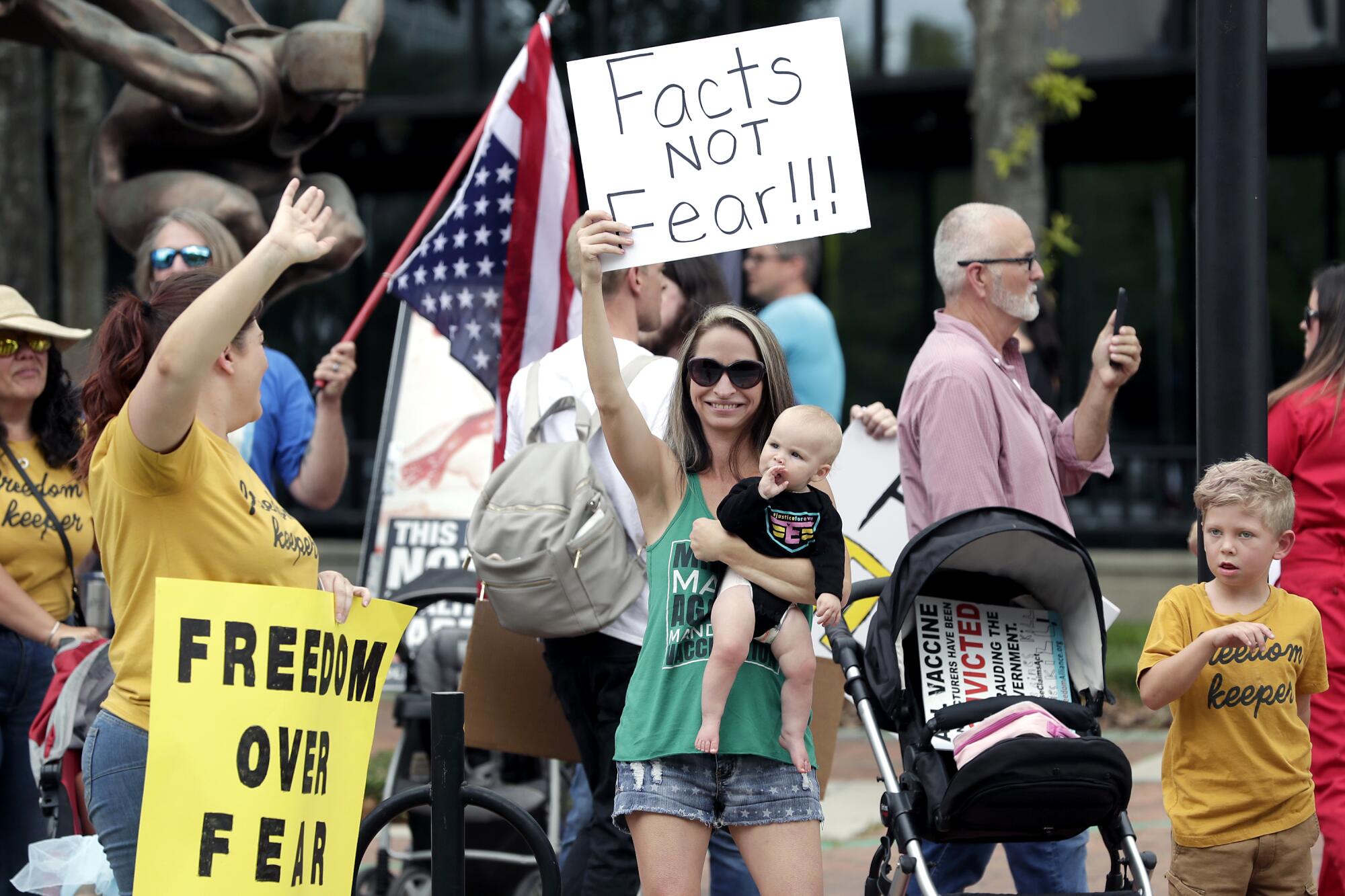 Protesters march in Orlando on April 17.