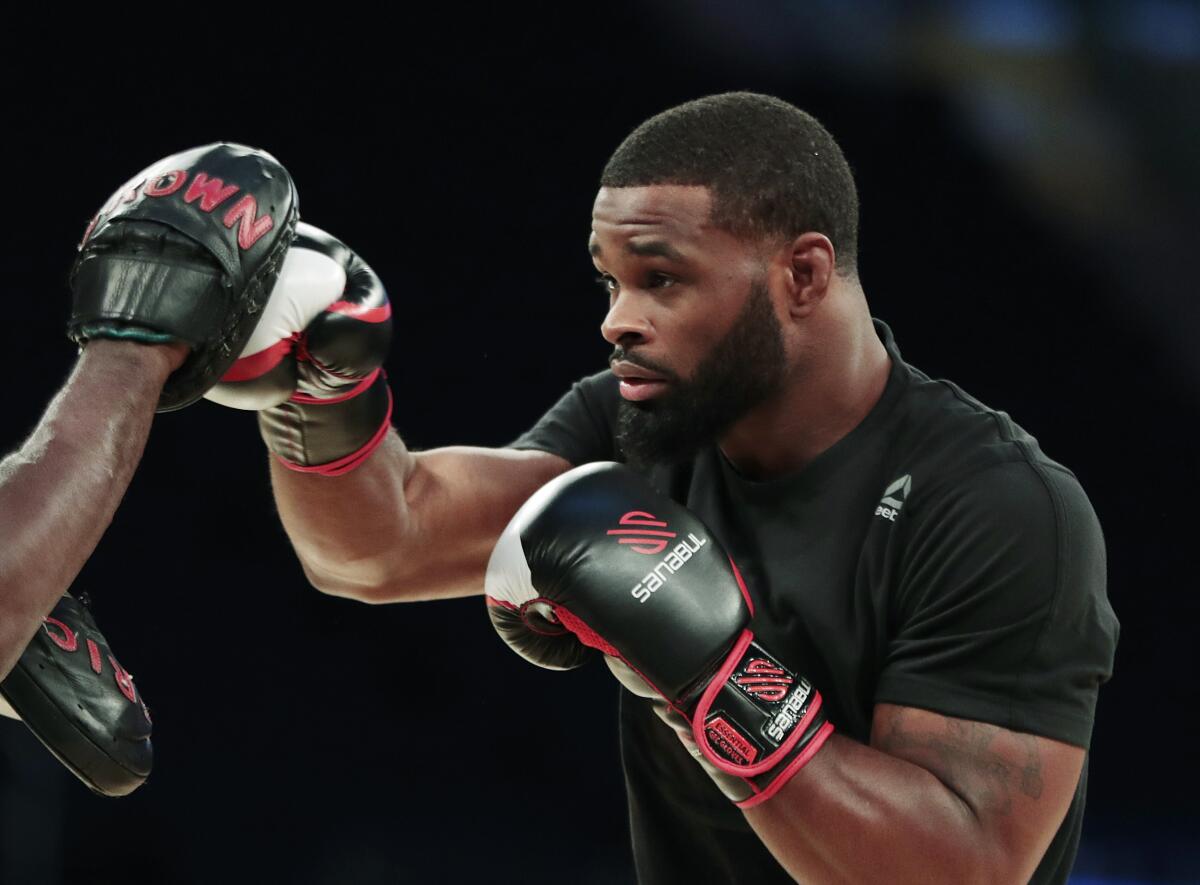 Tyron Woodley works out ahead of a 2016 bout