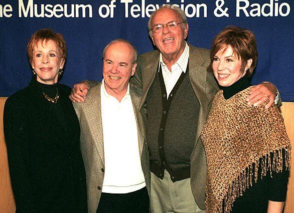 A "Carol Burnett Show" reunion in 2003, from left, Carol Burnett, Tim Conway, Harvey Korman and Vicki Lawrence.