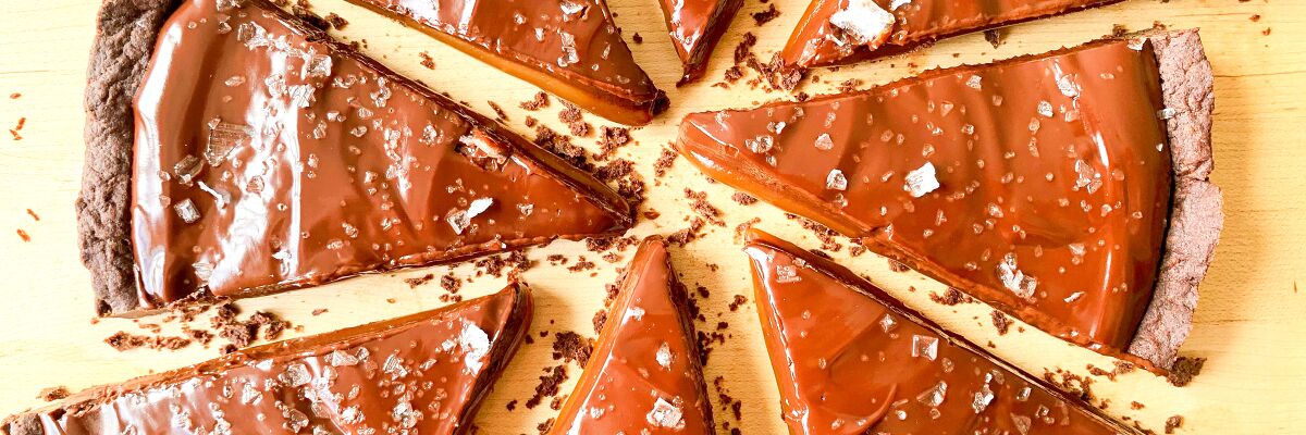 This salted caramel chocolate tart is just one of several fabulous holiday desserts.