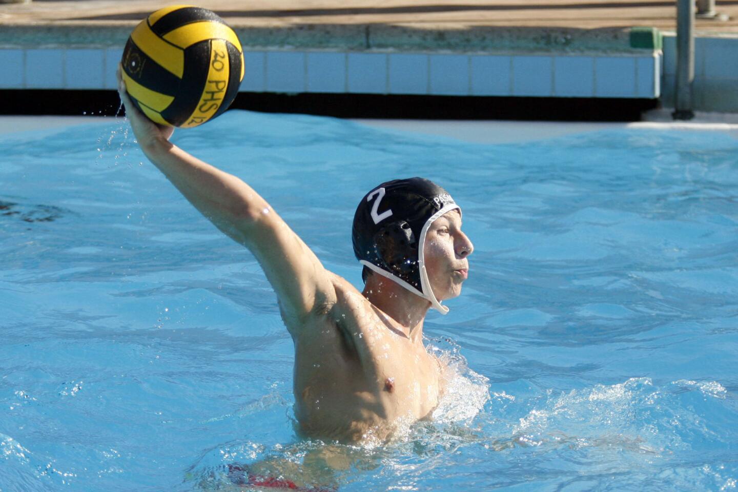 Pasadena's Matthew Esser tries to make a point during a match against Burbank at Pasadena High School on Tuesday, October 2, 2012.